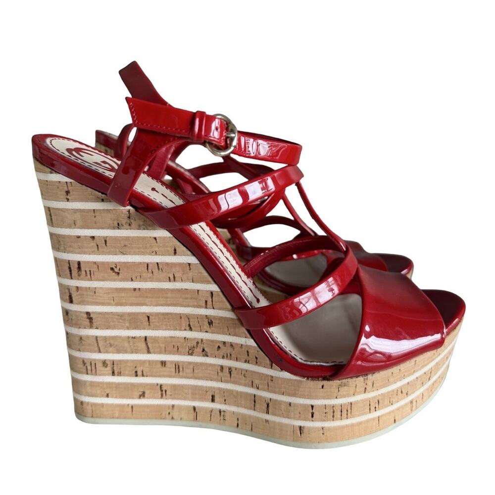 Gucci Patent Red Eapadrilles Heels Shoes In 39.5/US 9.5